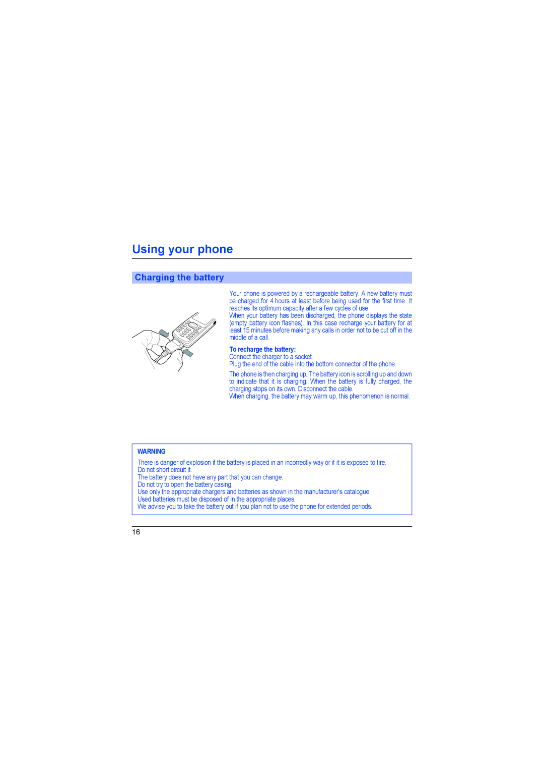 Sagem myX-6 manual Charging the battery 