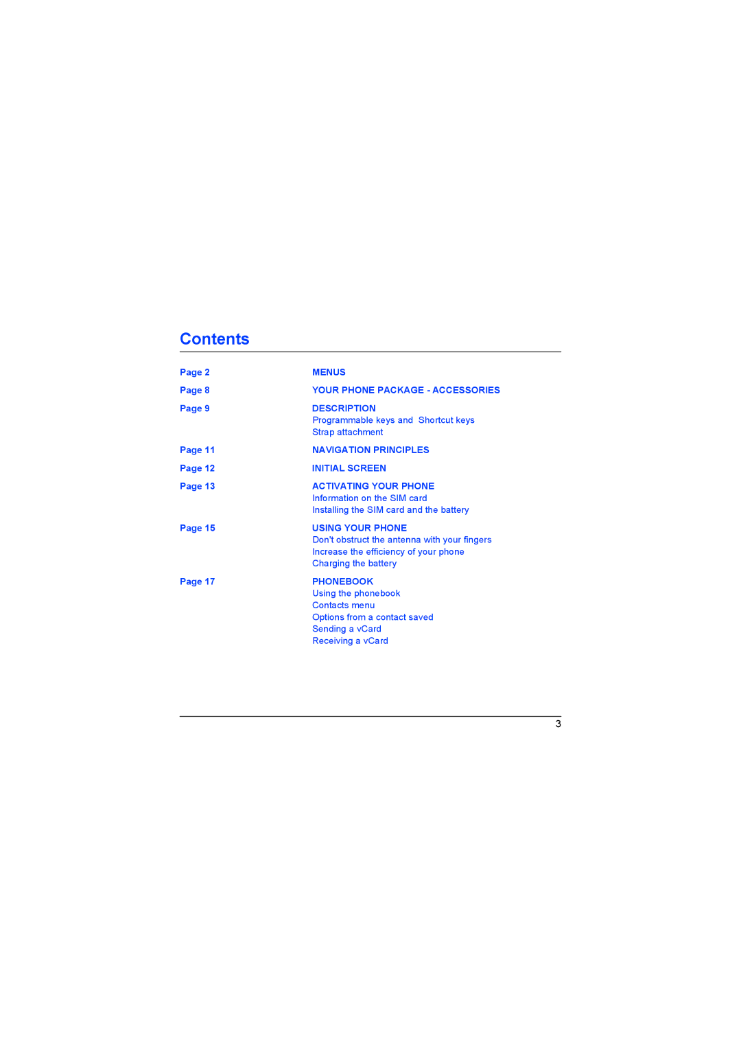 Sagem myX-6 manual Contents 