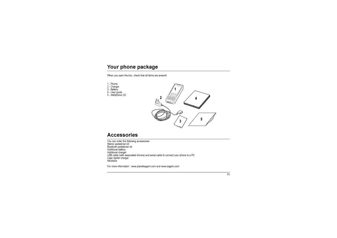 Sagem MyX-8 manual Your phone package, Accessories 