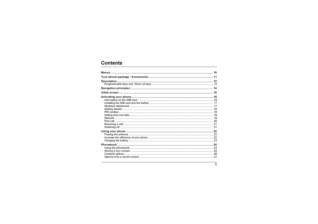 Sagem MyX-8 manual Contents 