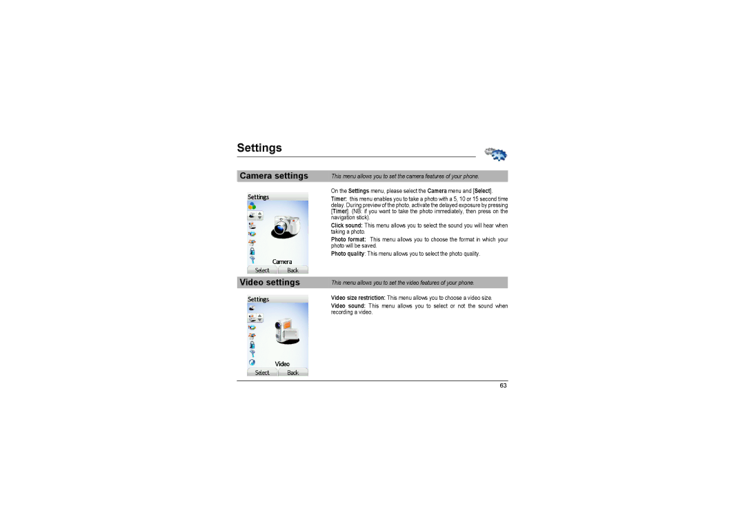 Sagem MyX-8 manual Camera settings Video settings, This menu allows you to set the video features of your phone 