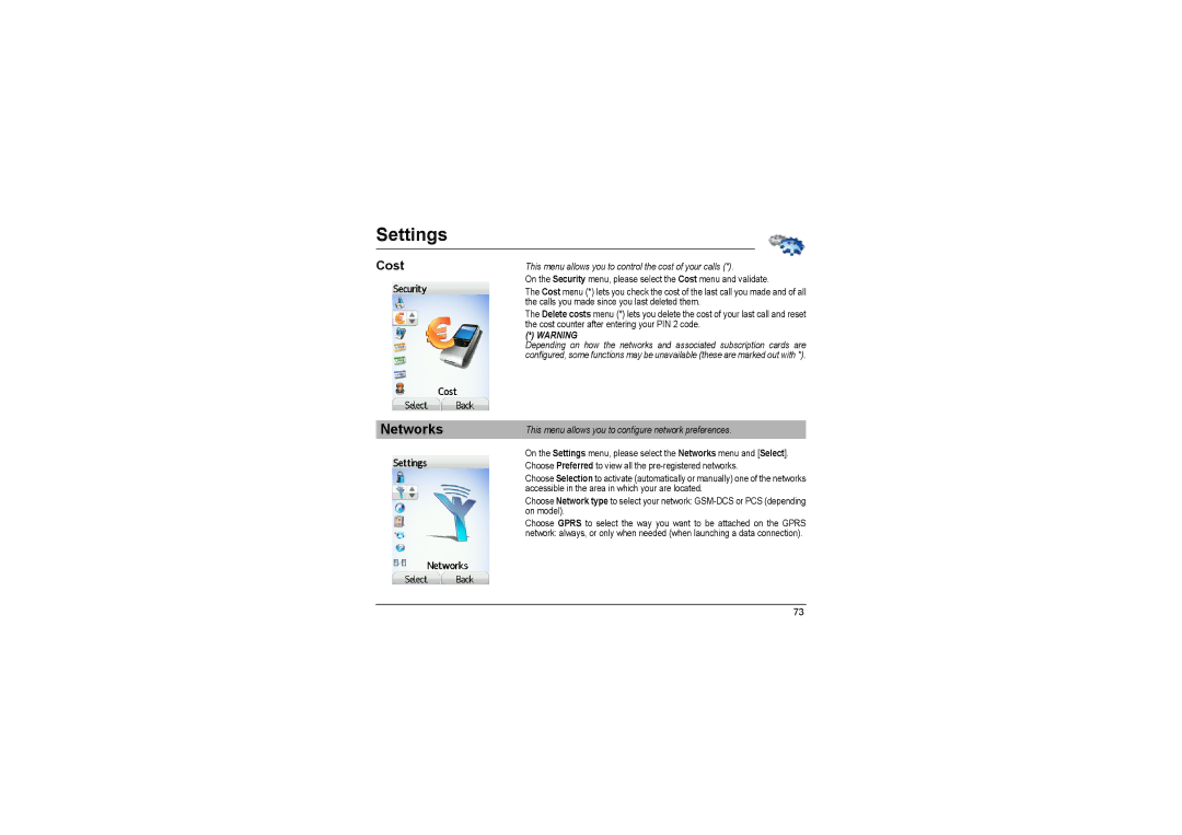 Sagem MyX-8 Networks, This menu allows you to control the cost of your calls, Calls you made since you last deleted them 