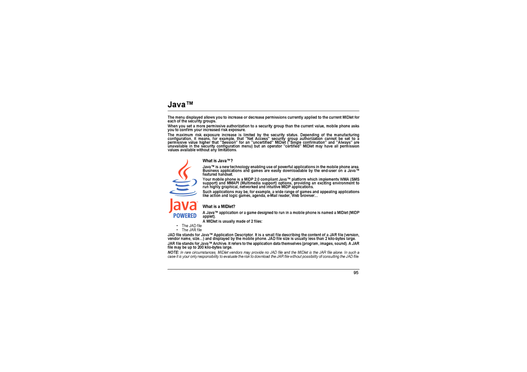 Sagem MyX-8 manual What is Java?, What is a MIDlet? 