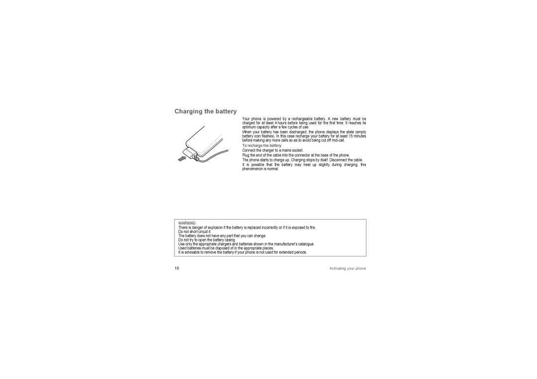 Sagem MyX2-2m manual Charging the battery, To recharge the battery 