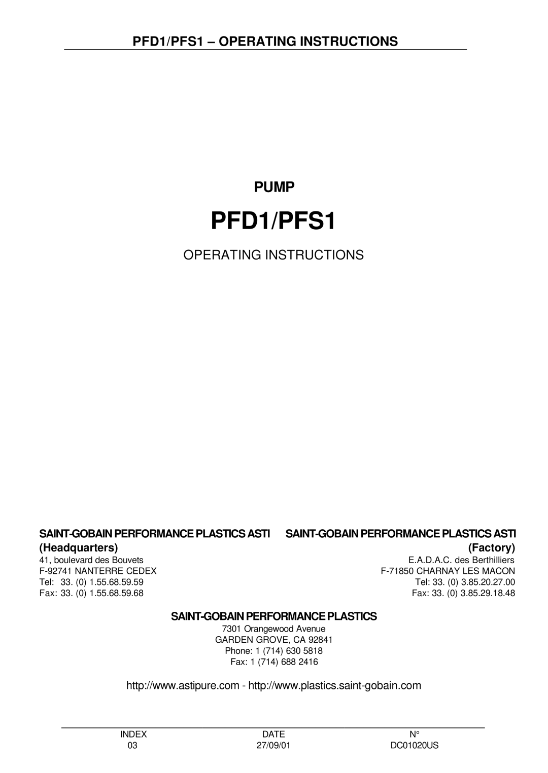 Saint Gobain Vidros manual PFD1/PFS1, Headquarters Factory 