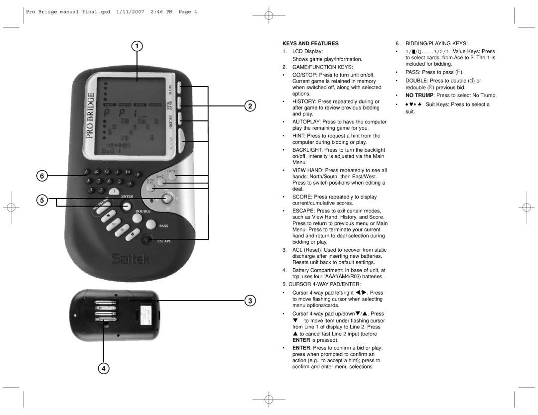 Saitek 3000 user manual GAME/FUNCTION Keys 