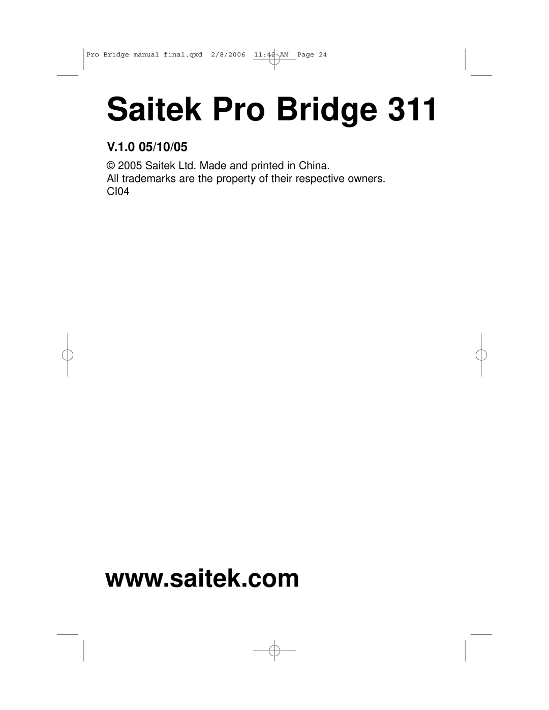 Saitek 311 user manual Saitek Pro Bridge 