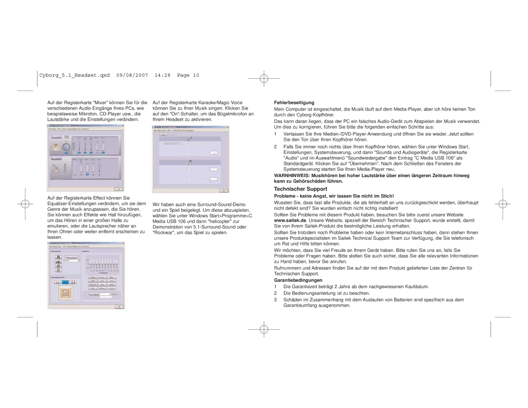 Saitek 5.1 user manual Technischer Support, Fehlerbeseitigung, Probleme keine Angst, wir lassen Sie nicht im Stich 