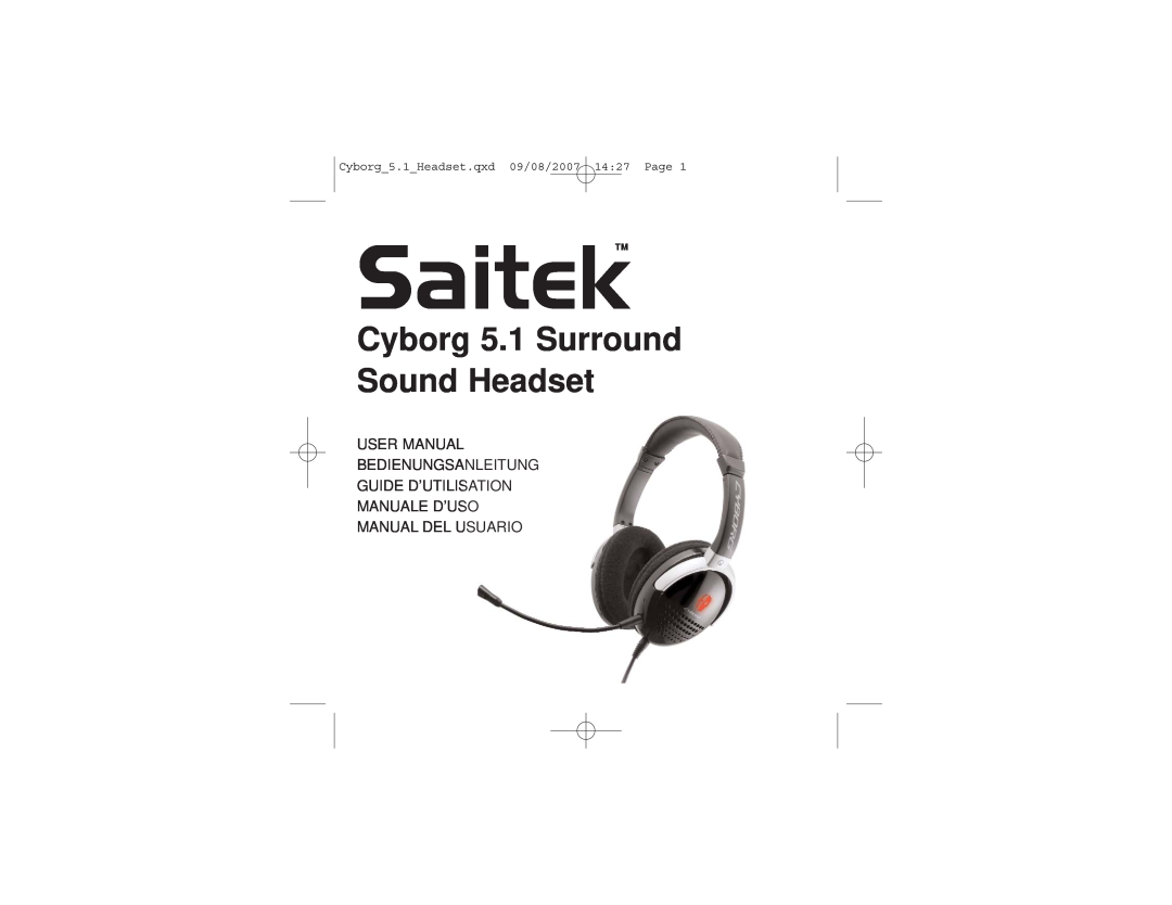 Saitek user manual Cyborg 5.1 Surround Sound Headset, Cyborg 5.1 Headset.qxd 09/08/2007 14 27 Page, SaitekTM 