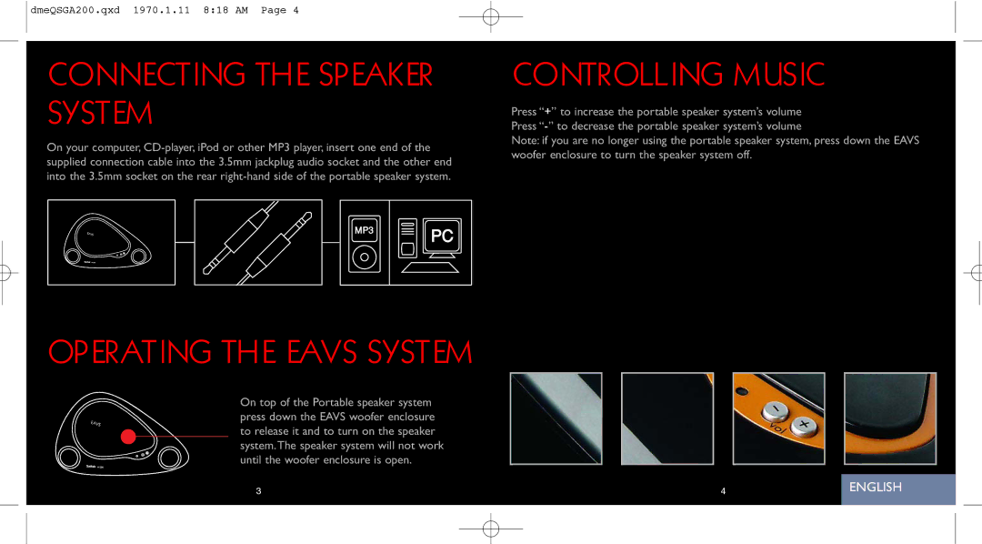 Saitek A-200 quick start Connecting the Speaker System, Controlling Music 