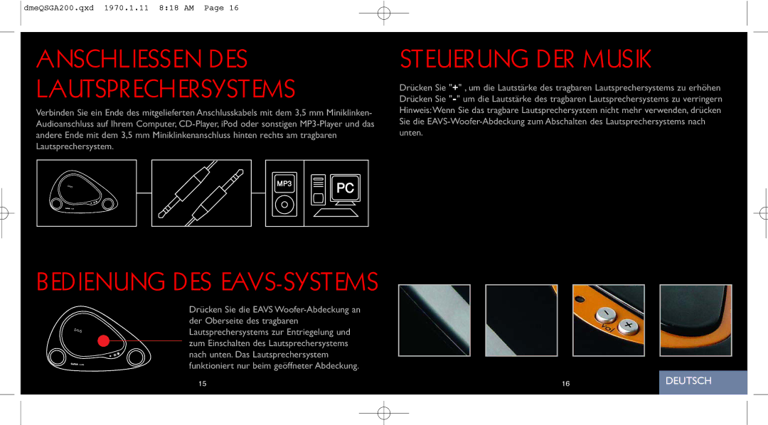 Saitek A-200 quick start Anschliessen DES Lautsprechersystems, Steuerung DER Musik, Bedienung DES EAVS-SYSTEMS 