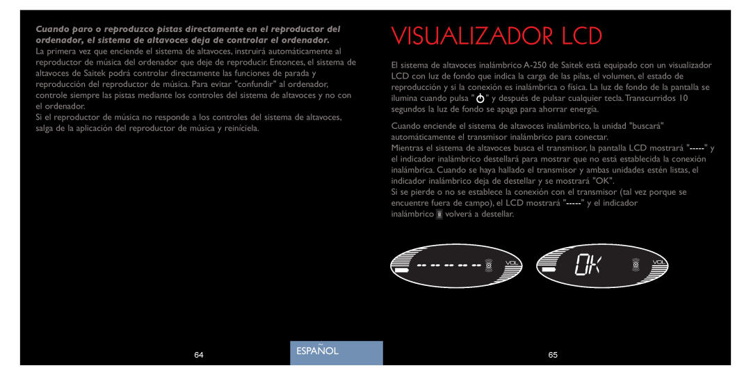 Saitek A-250 quick start Visualizador Lcd, Espanol 