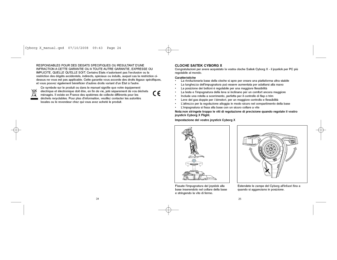 Saitek CCB4330200B2041 user manual Cloche Saitek Cyborg, Caratteristiche 