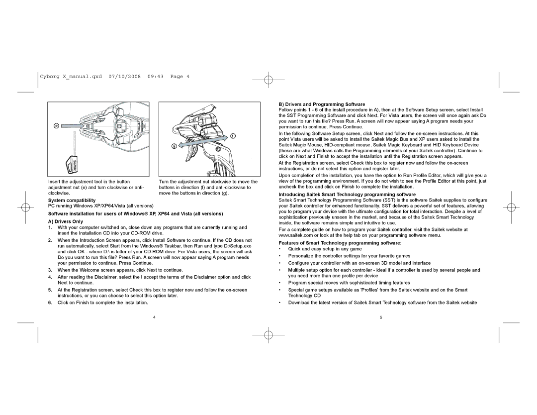 Saitek CCB4330200B2041 user manual System compatibility, Drivers and Programming Software 