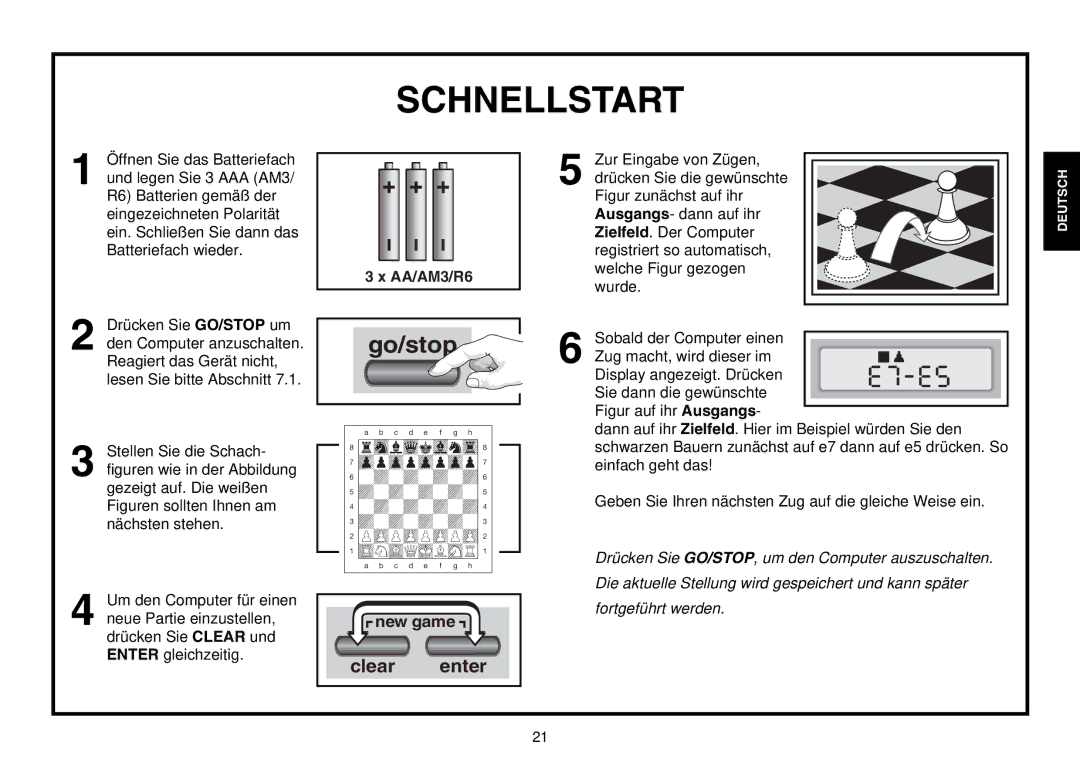 Saitek Chess Explorer manual Schnellstart 