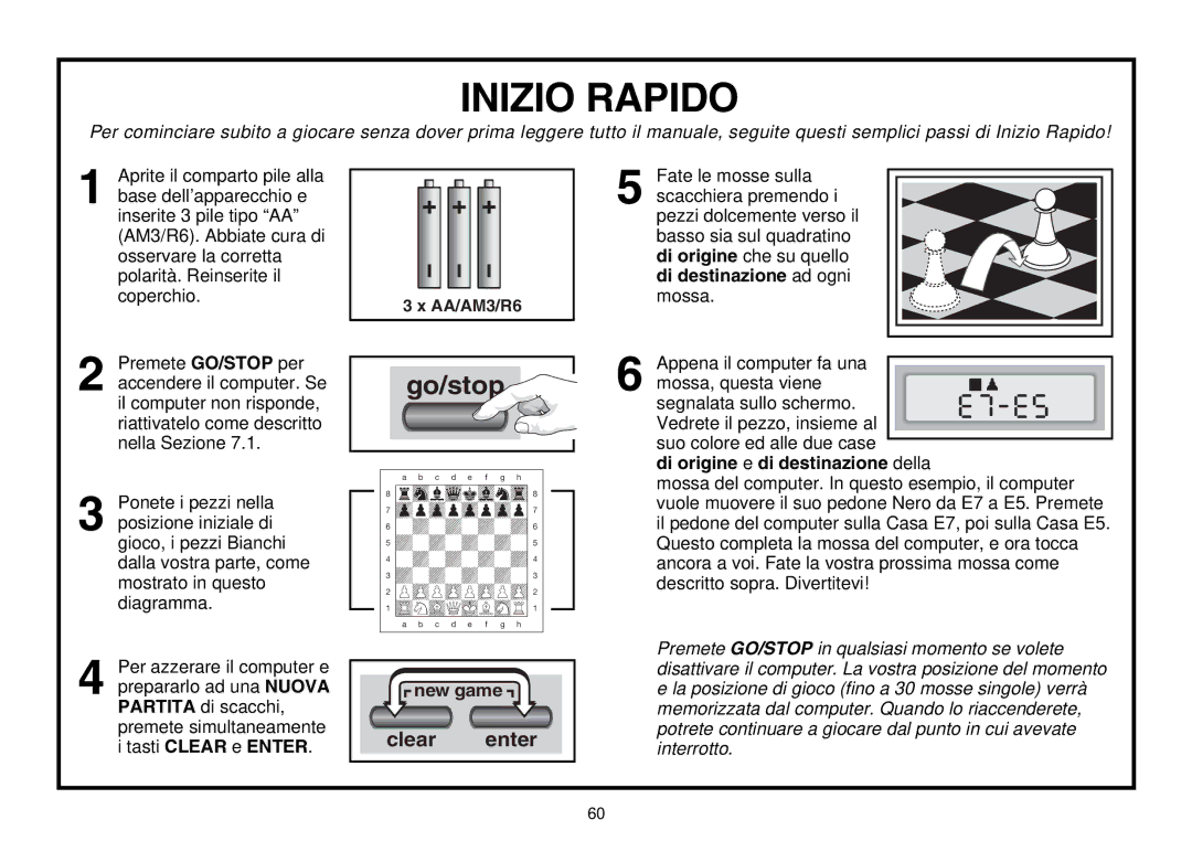 Saitek Chess Explorer manual Inizio Rapido 