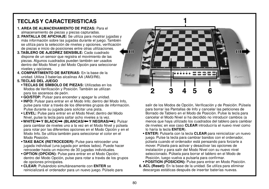 Saitek Chess Explorer manual Teclas Y Caracteristicas 