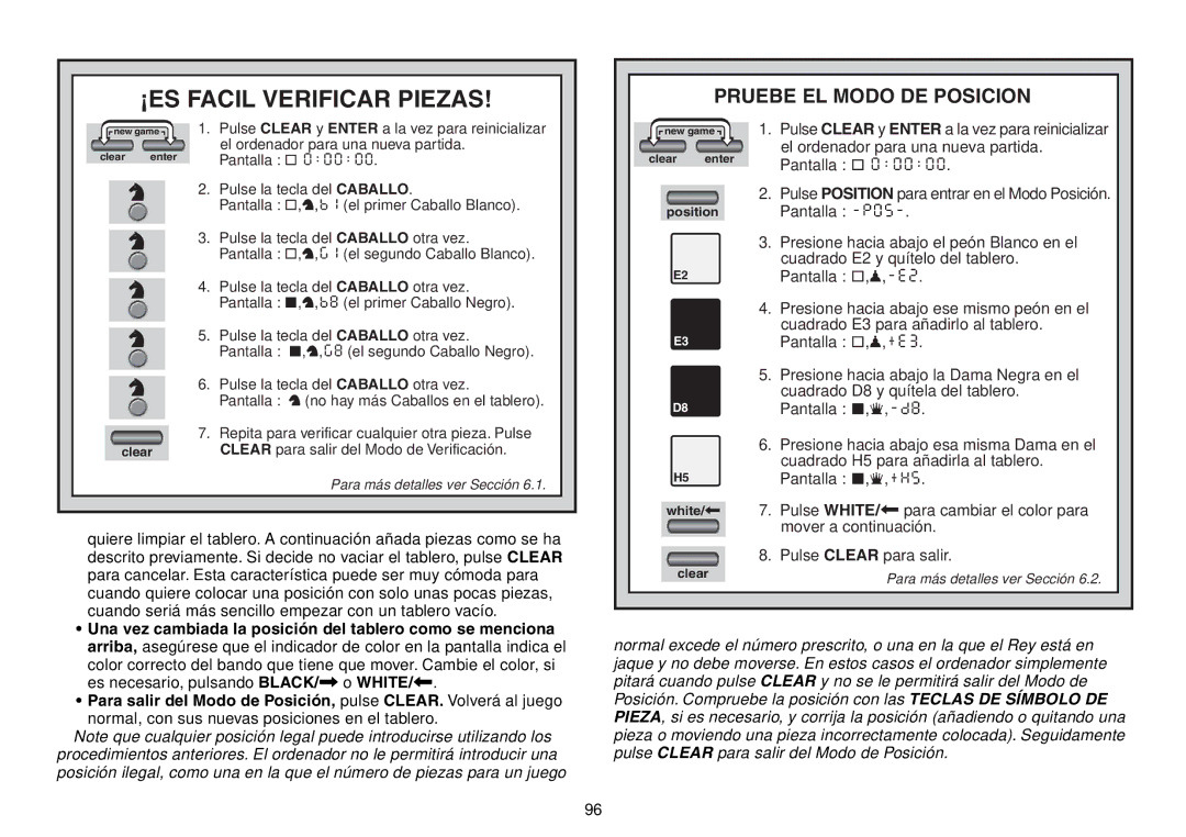 Saitek Chess Explorer manual ¡ES Facil Verificar Piezas, Pruebe EL Modo DE Posicion 