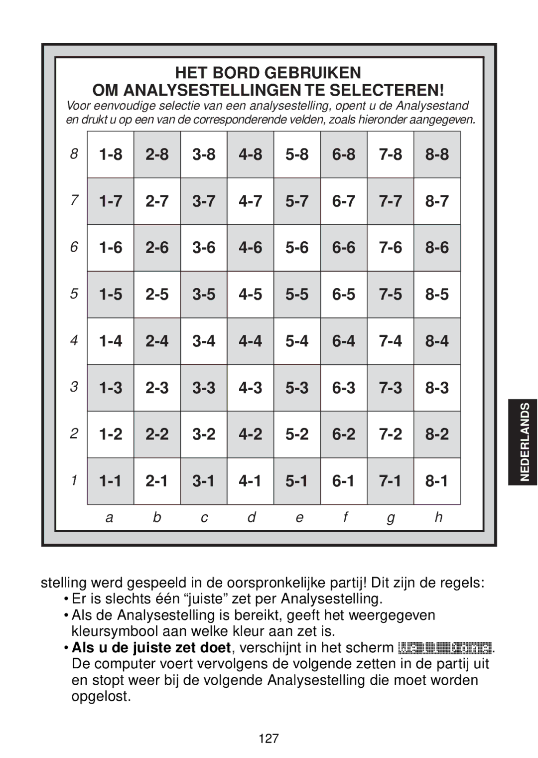 Saitek chess manual HET Bord Gebruiken OM Analysestellingen TE Selecteren 