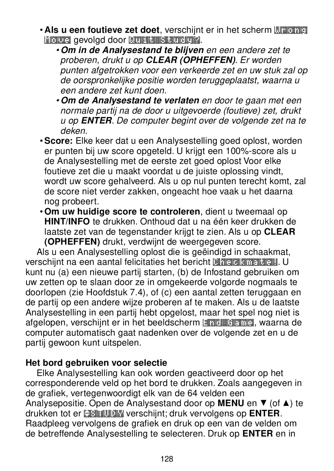 Saitek chess manual Het bord gebruiken voor selectie 