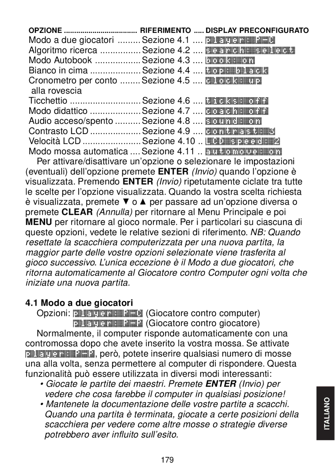 Saitek chess manual Modo a due giocatori 