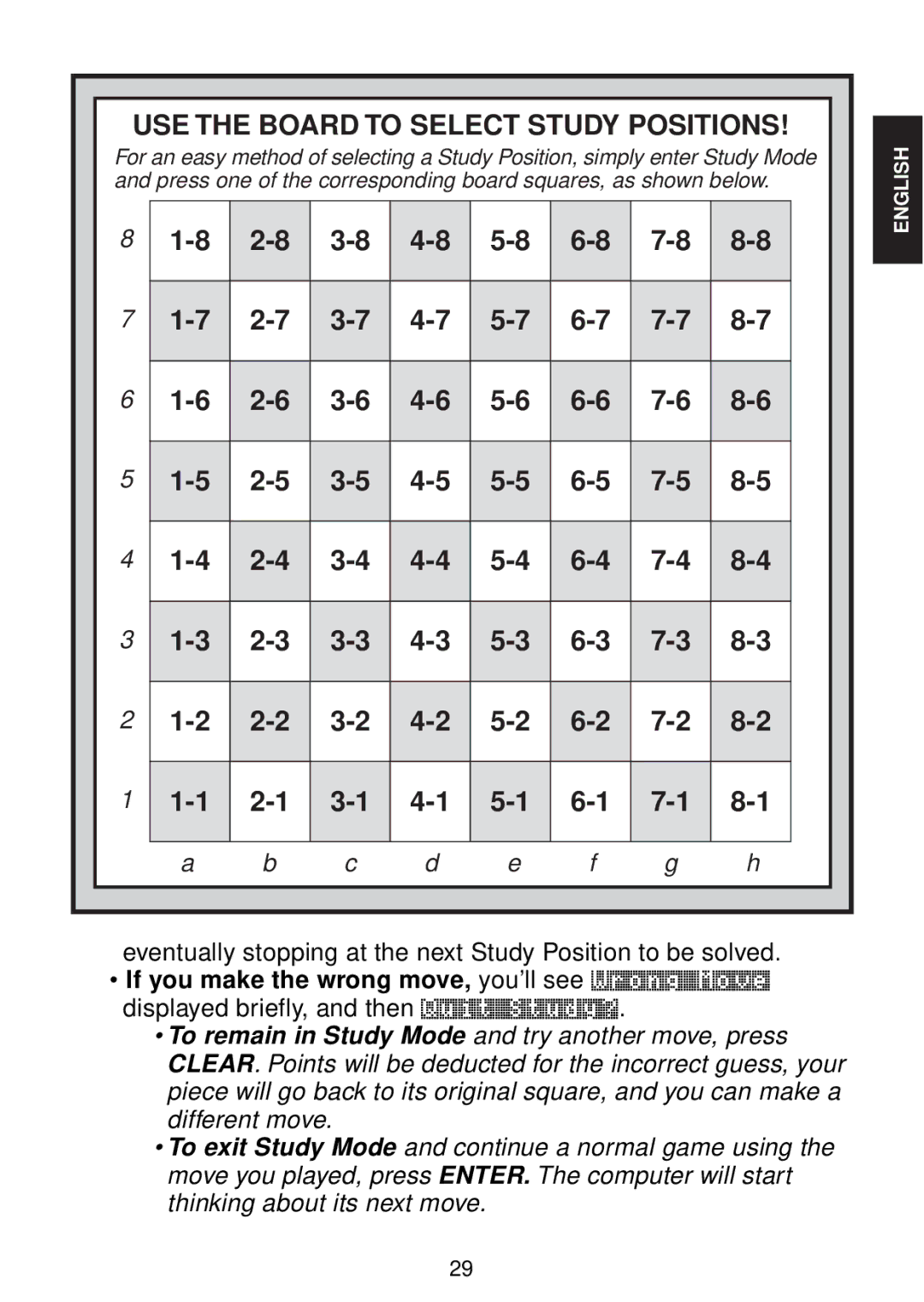 Saitek chess manual USE the Board to Select Study Positions 