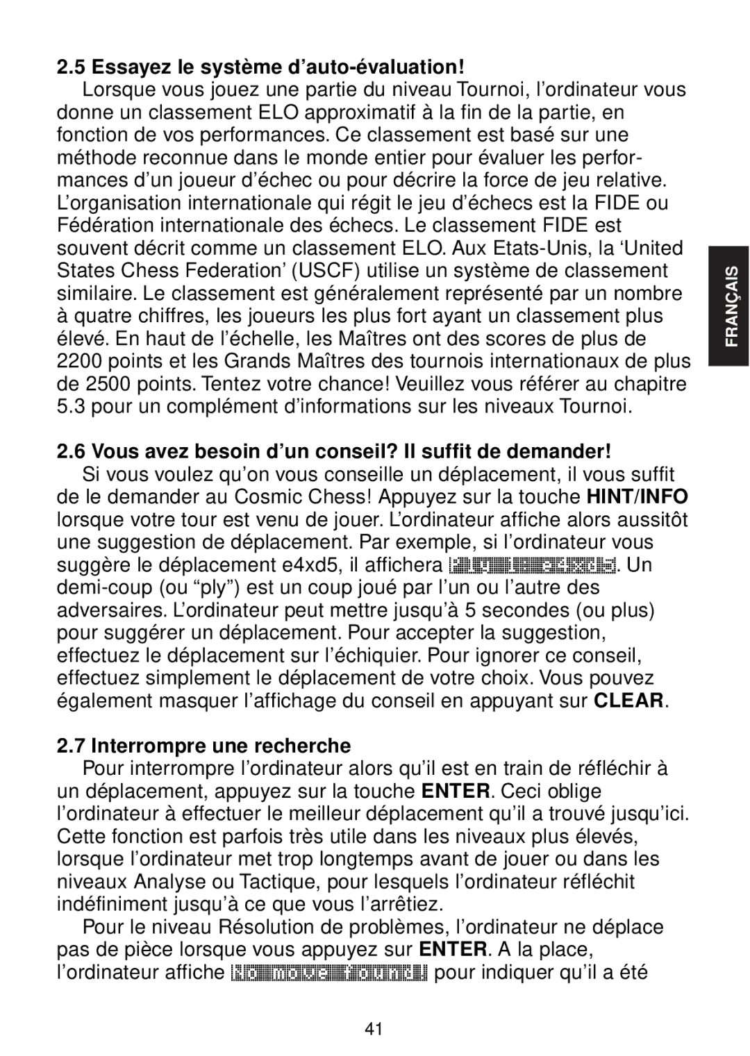 Saitek chess manual Essayez le système d’auto-évaluation, Vous avez besoin d’un conseil? Il suffit de demander 