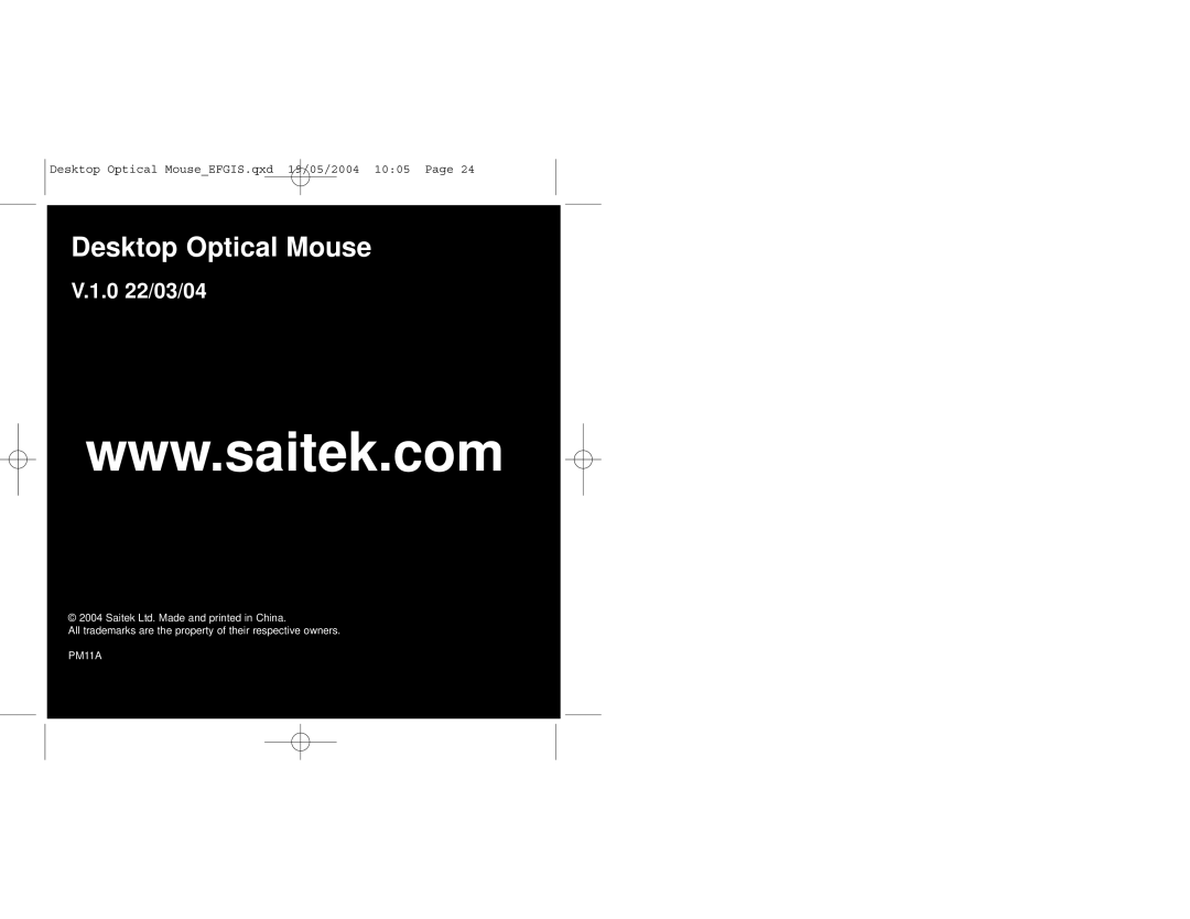 Saitek EFGIS user manual Desktop Optical Mouse 