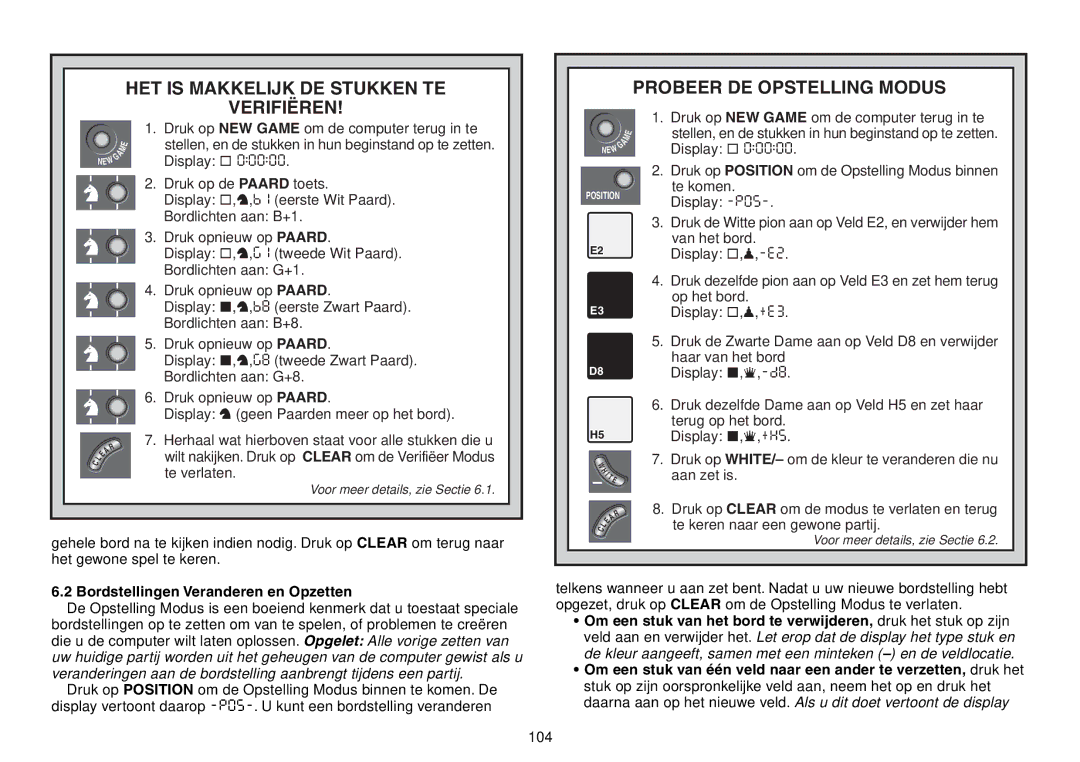 Saitek Expert Travel Chess manual HET is Makkelijk DE Stukken TE Probeer DE Opstelling Modus 