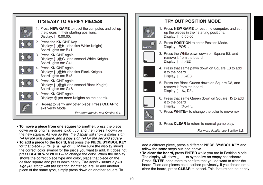 Saitek Expert Travel Chess manual Itõs Easy to Verify Pieces, TRY OUT Position Mode 