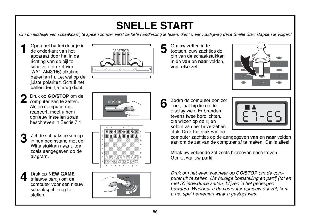 Saitek Expert Travel Chess manual Snelle Start 