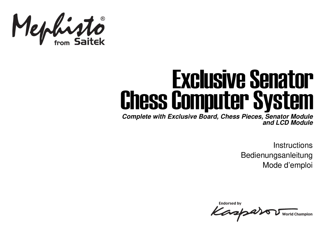 Saitek III manual Exclusive Senator Chess Computer System 