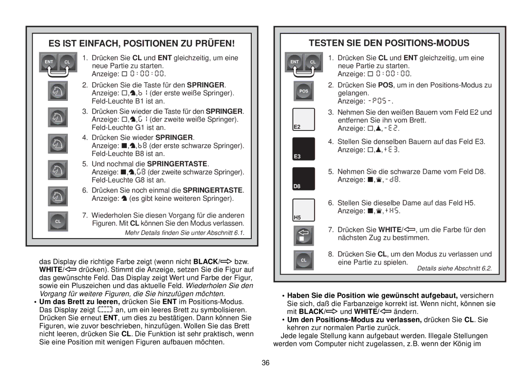 Saitek III manual ES IST EINFACH, Positionen ZU Prüfen, Testen SIE DEN POSITIONS-MODUS 