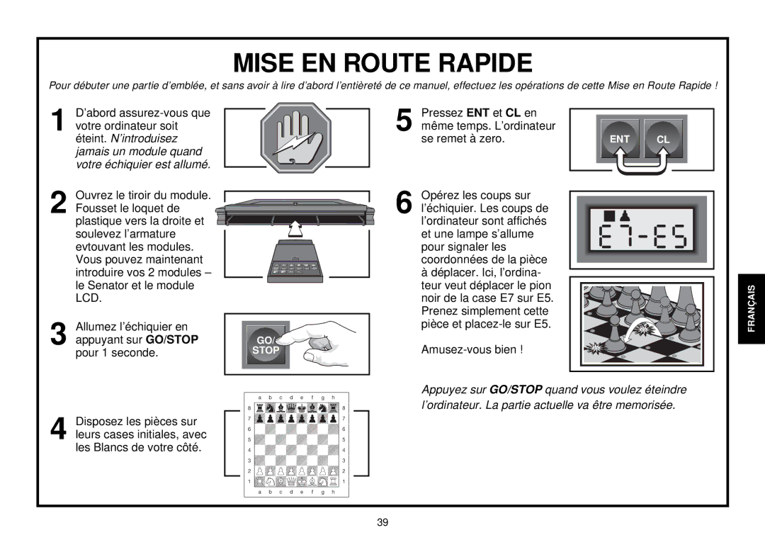 Saitek III manual Mise EN Route Rapide 