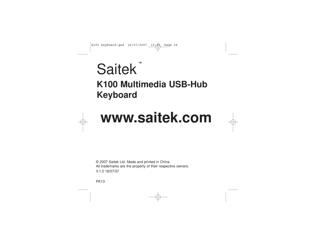 Saitek K100 user manual SaitekTM 