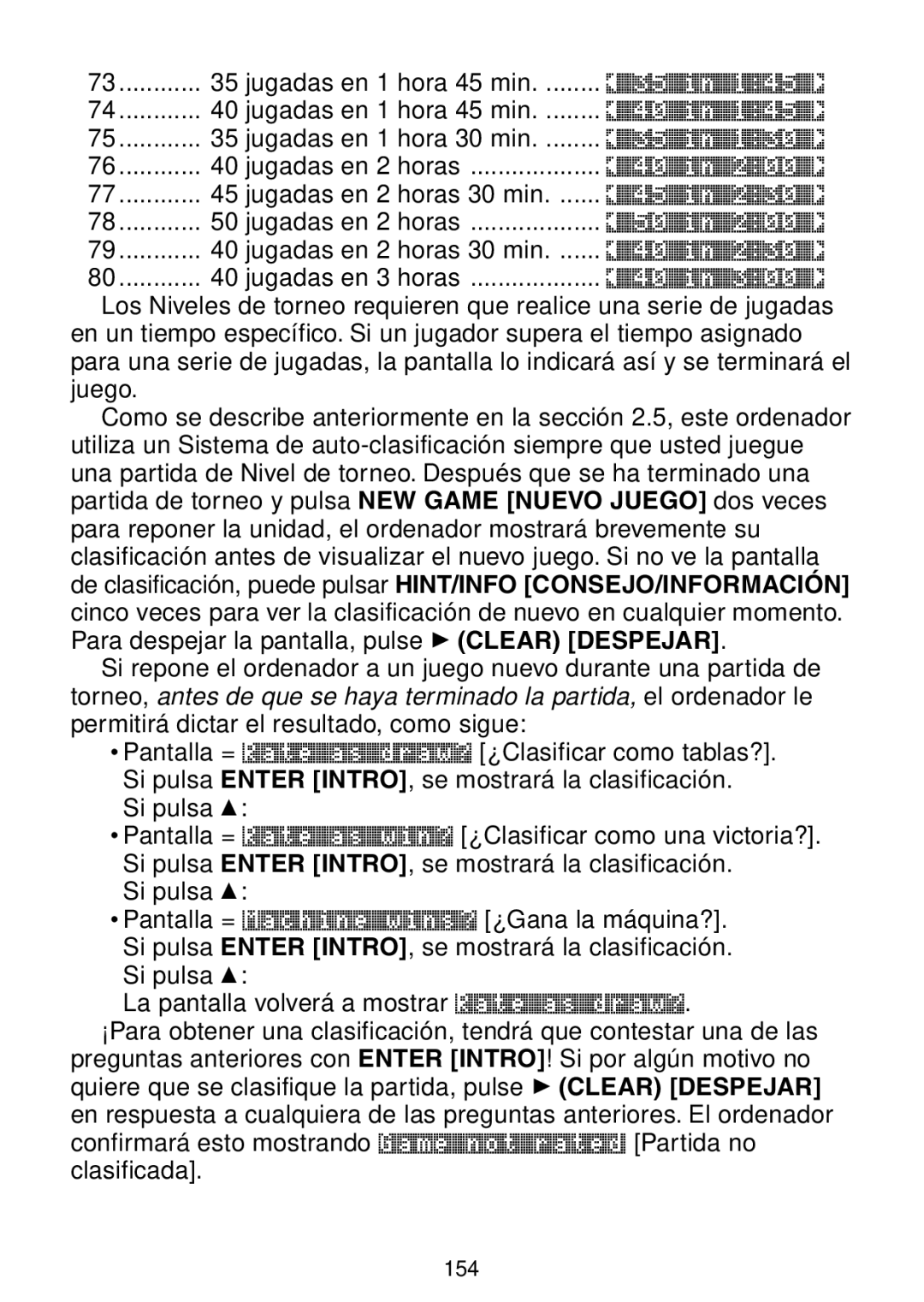 Saitek Maestro Travel Chess Computer manual 154 