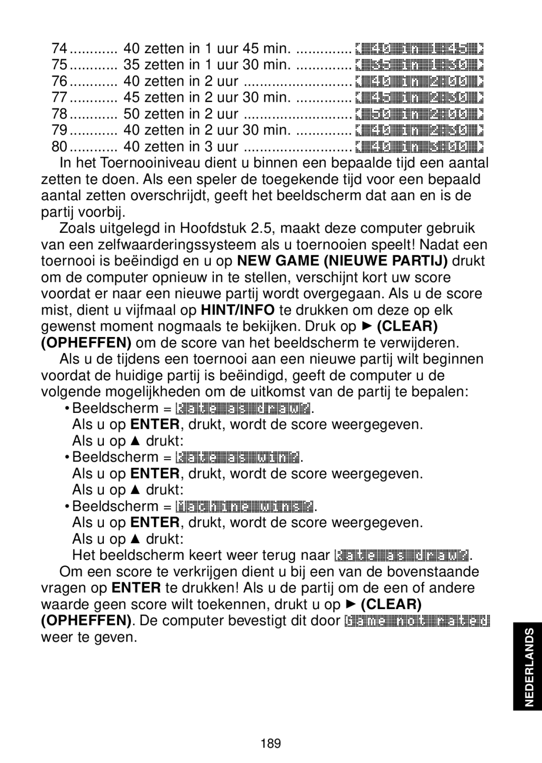 Saitek Maestro Travel Chess Computer manual Weer te geven 