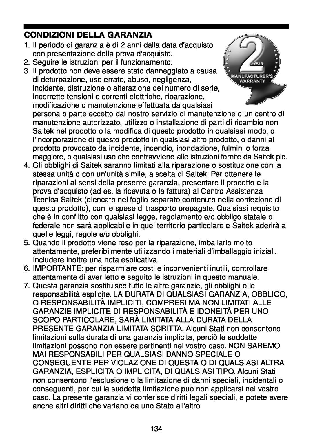 Saitek Maestro Travel Chess Computer manual Condizioni Della Garanzia 