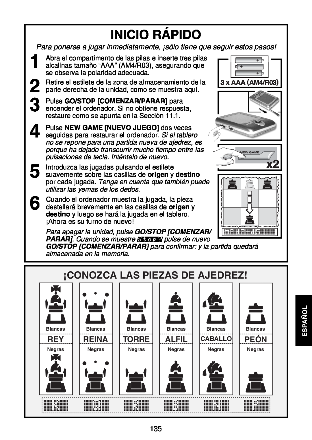 Saitek Maestro Travel Chess Computer manual Inicio Rápido, ¡Conozca Las Piezas De Ajedrez, Reina, Torre, Alfil, Peón 
