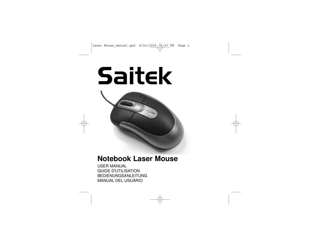 Saitek Notebook Laser Mouse user manual Laser Mousemanual.qxd 8/24/2005 347 PM Page, Saitek 