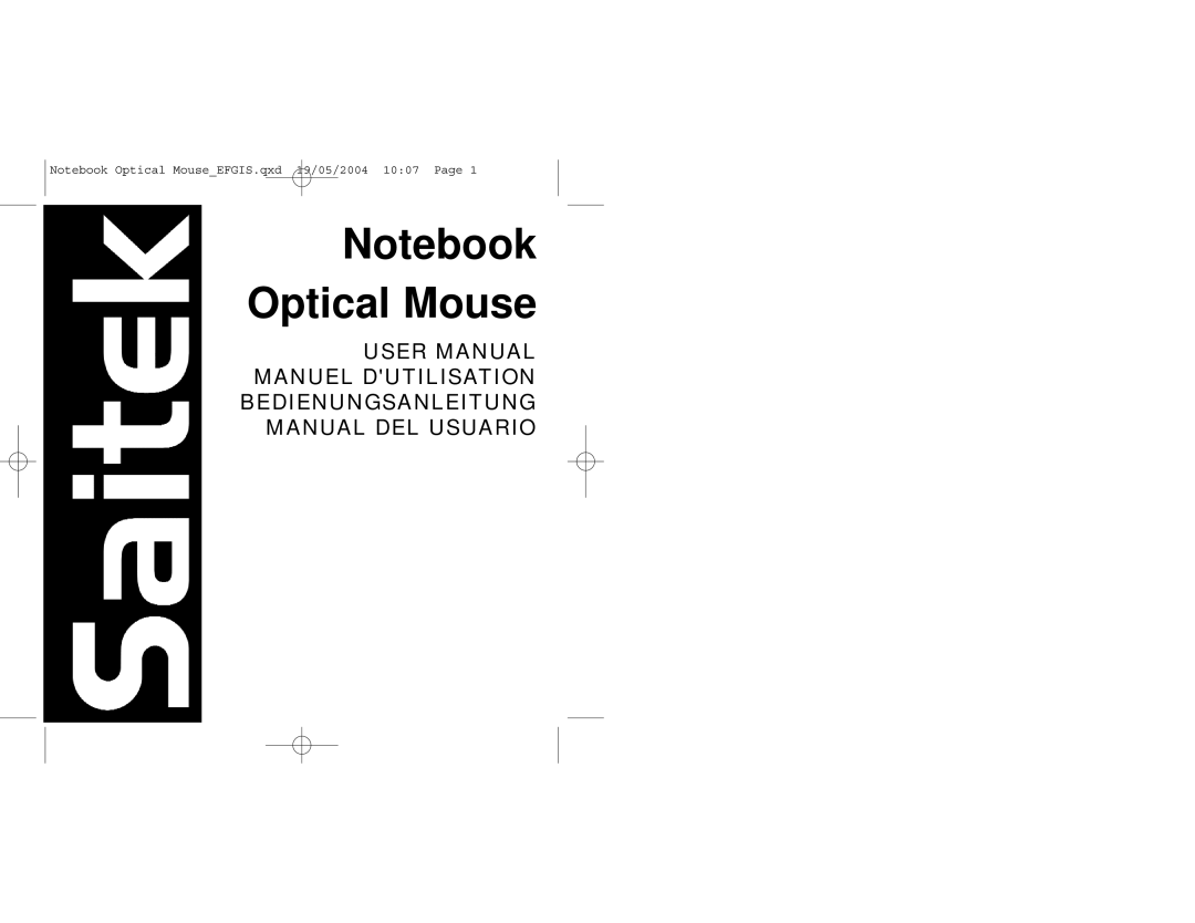 Saitek user manual Notebook Optical MouseEFGIS.qxd 19/05/2004 1007 Page, Manual Del Usuario 