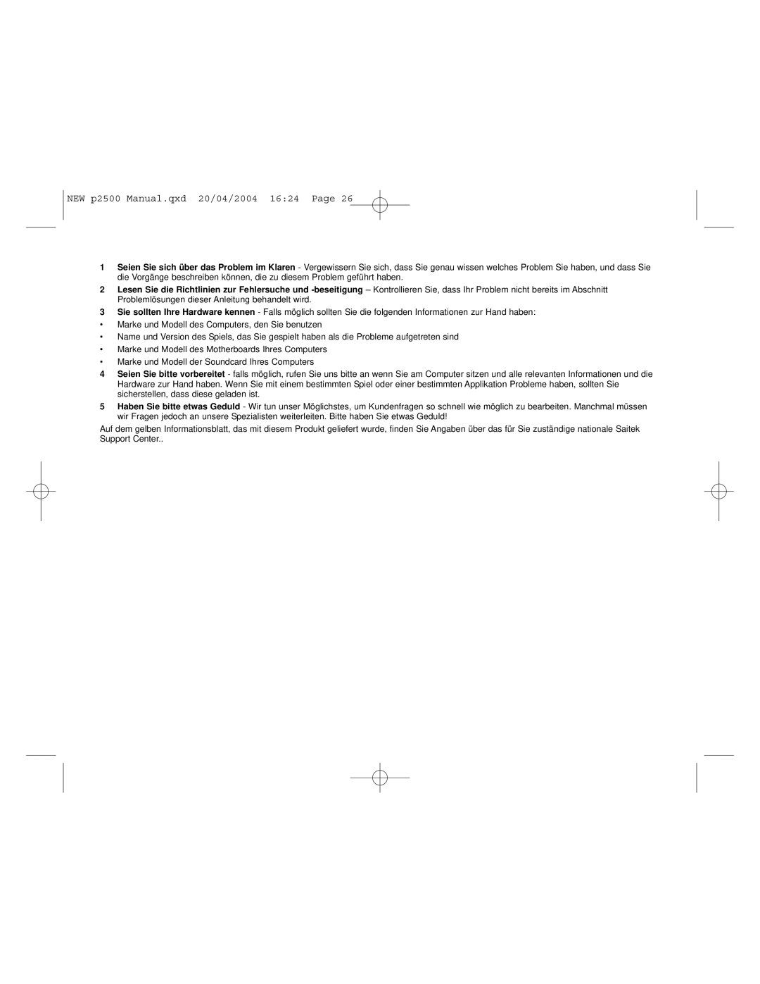 Saitek P2500 user manual NEW p2500 Manual.qxd 20/04/2004 1624 