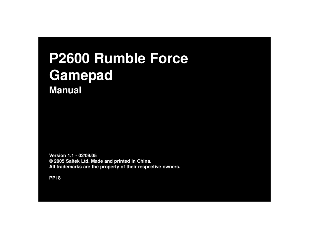 Saitek manual P2600 Rumble Force Gamepad 