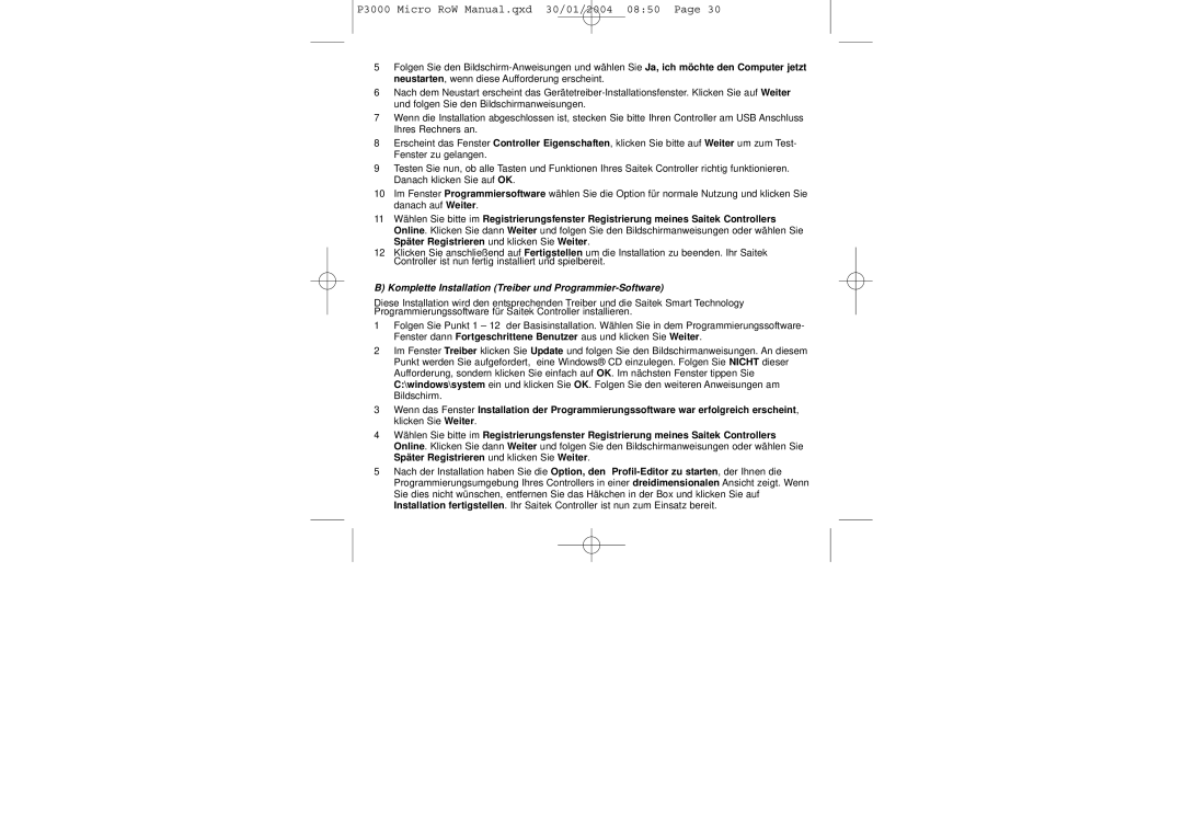 Saitek user manual P3000 Micro RoW Manual.qxd 30/01/2004 0850 