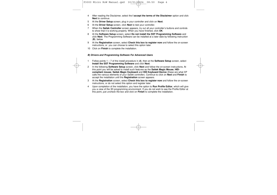 Saitek P3000 user manual Drivers and Programming Software For Advanced Users 