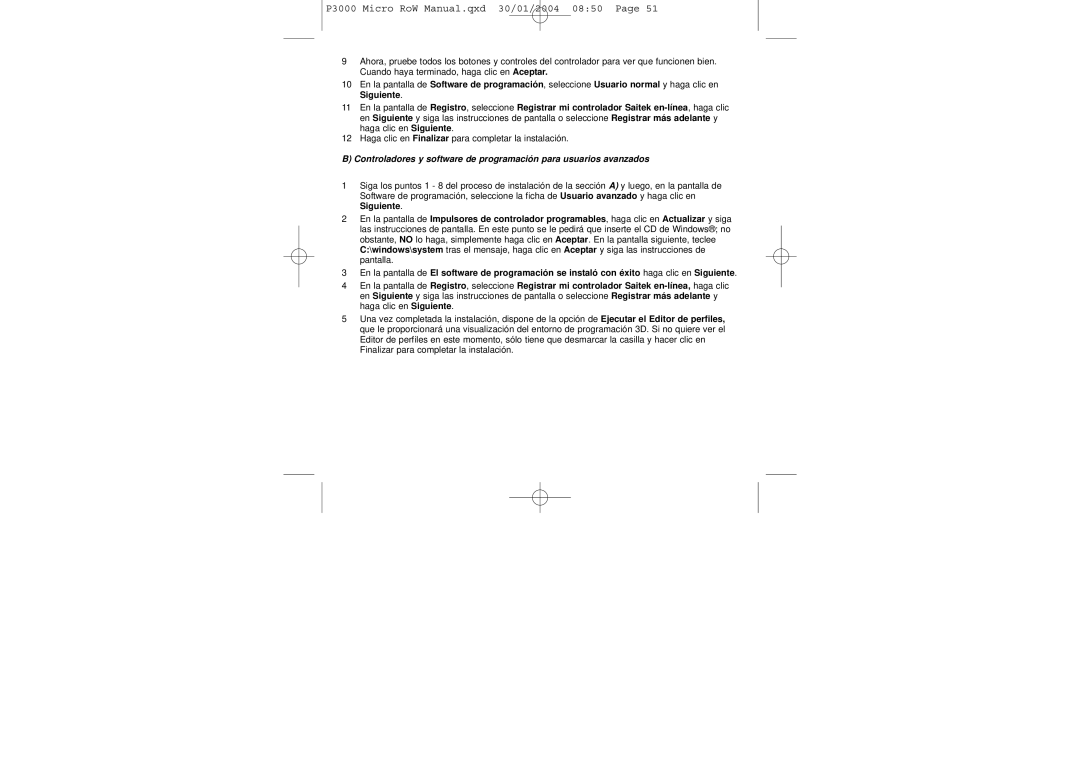 Saitek user manual P3000 Micro RoW Manual.qxd 30/01/2004 0850 