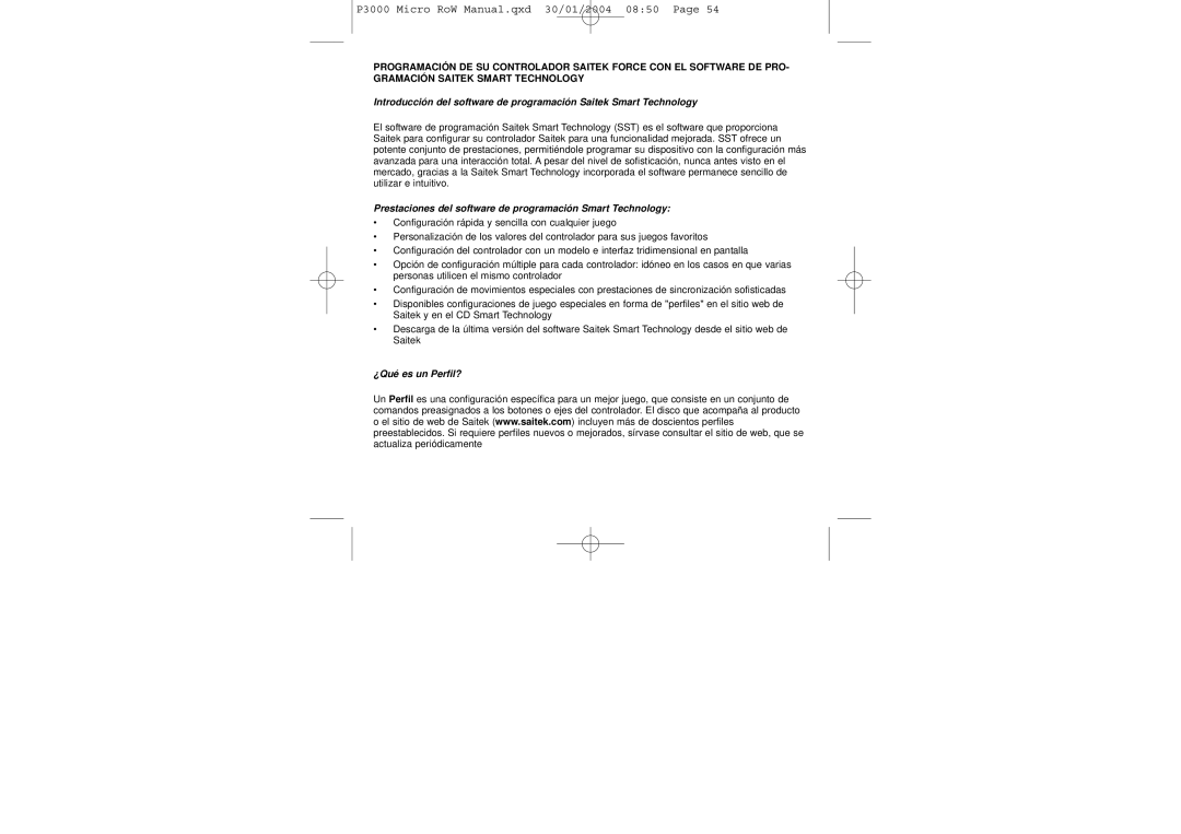 Saitek P3000 user manual Prestaciones del software de programación Smart Technology, ¿Qué es un Perfil? 