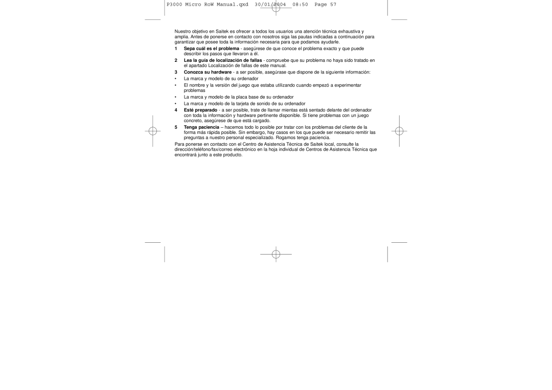 Saitek user manual P3000 Micro RoW Manual.qxd 30/01/2004 0850 