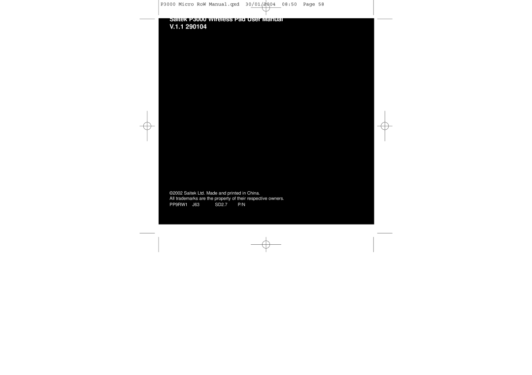 Saitek user manual P3000 Micro RoW Manual.qxd 30/01/2004 0850 