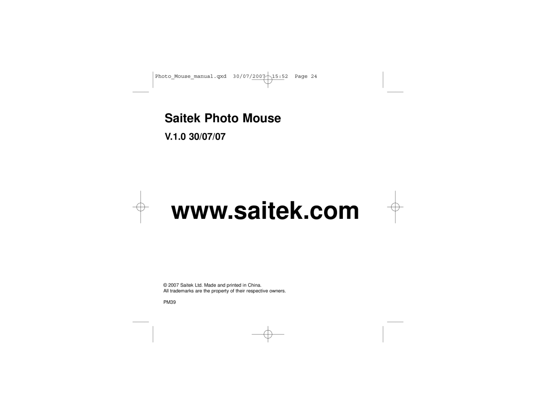 Saitek user manual Saitek Photo Mouse 